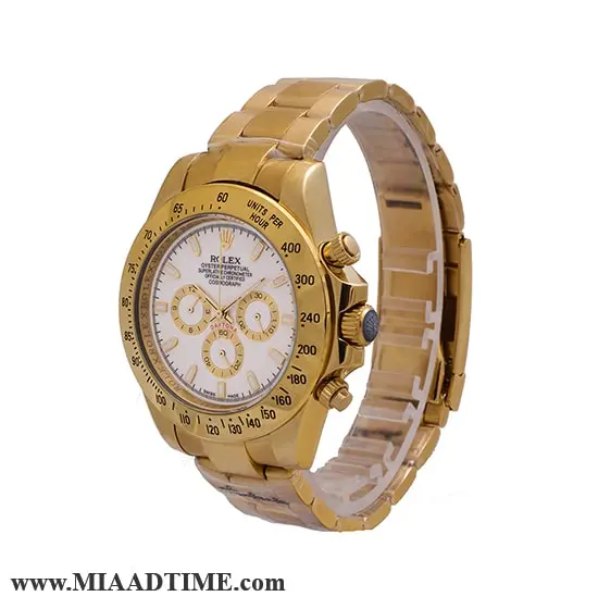 ساعت مچی رولکس مردانه کرنوگراف فلزی طلایی صفحه سفید کد 16373 خرید اینترنتی ساعت مچی سه موتوره مردانه