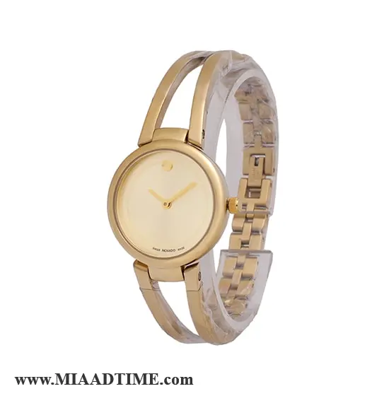 ساعت مچی زنانه موادو گرد فلزی طلایی صفحه روشن کد 16416 ساعت مچی مارک موادو