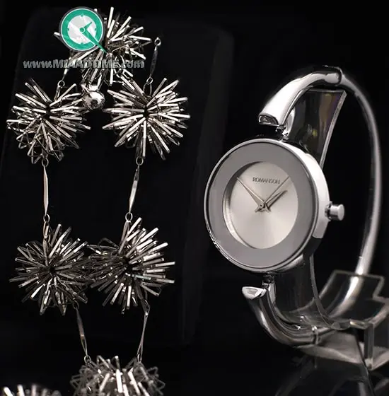 ساعت مچی رومانسون زنانه النگویی استیل صفحه سیلور کد 25479 ساعت مچی زنانه مارک دار