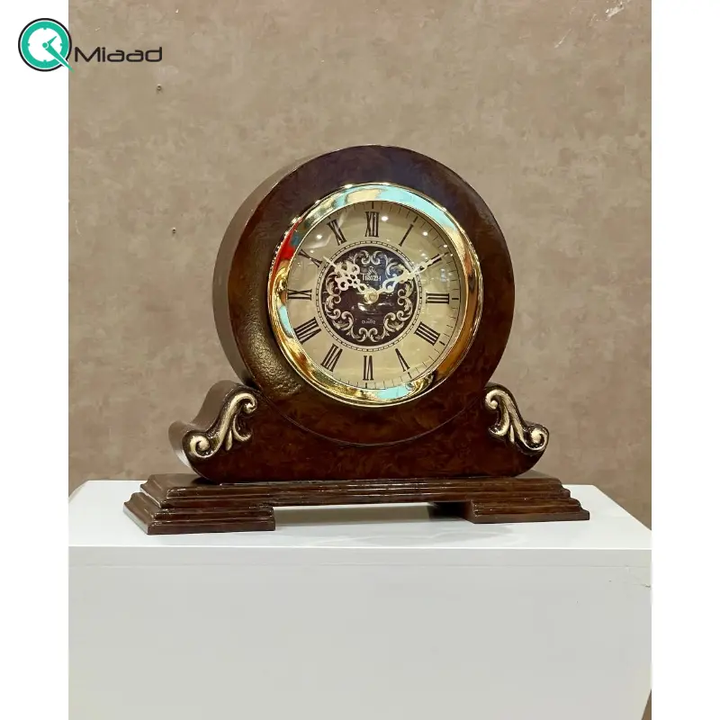 ساعت رومیزی چوبی دیاکو مدل R07، ساعت رومیزی با متریال تمام چوب، طراحی فانتزی و مینیمال، موتور آرامگرد و 2 سال ضمانت، اعداد رومی ساعت رومیزی