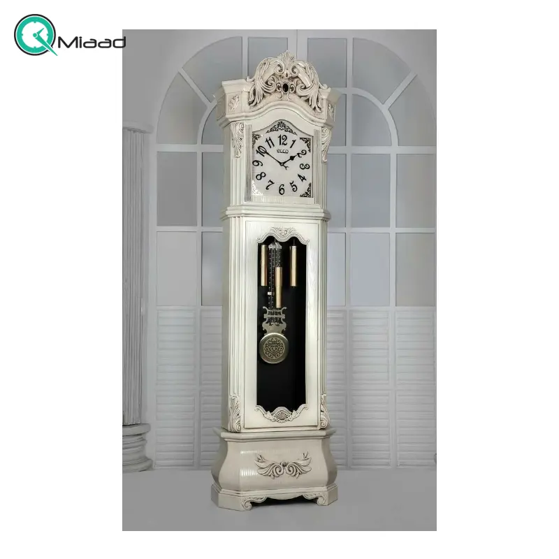 ساعت ایستاده و کنارسالنی اکو مدل 901، ساعت بسیار زیبا طرح کلاسیک با متریال پلاستیک، دارای پاندول بزرگ، رنگ کرم ساعت کنارسالنی
