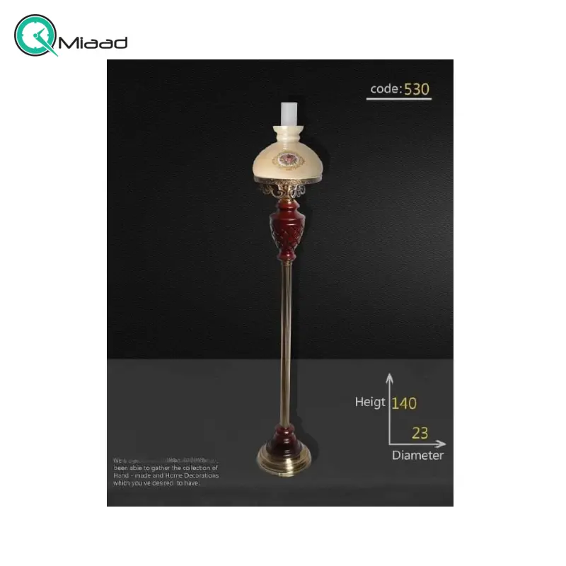 آباژور ایستاده مدل 530، آباژور استند طرح گردسوز با متریال چوب و فلز، آبکاری فورتیک پایه آباژور، فوق العاده با کیفیت آباژور ایستاده