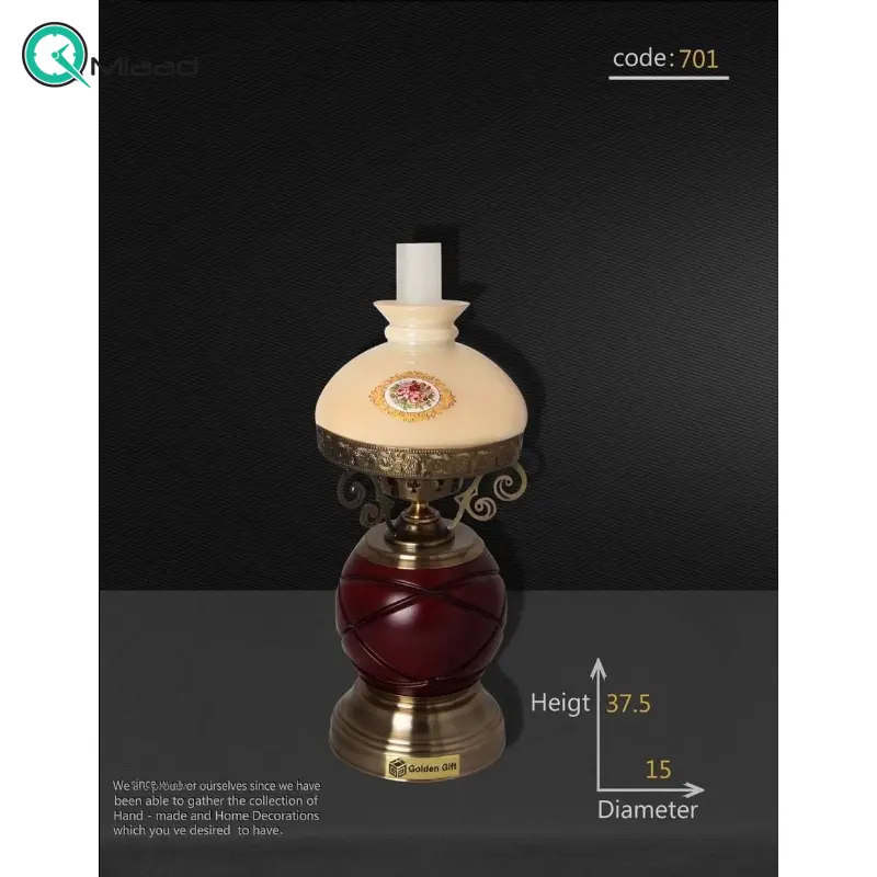 چراغ خواب و آباژور رومیزی چوبی طرح گردسوز مدل 701 با چوب و فلز مناسب اتاق خواب و سالن پذیرایی  آباژور
