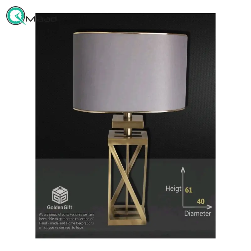 آباژور رومیزی مدل 802، آباژور ایستاده با پایه فلزی، متریال طلق و پارچه شید آباژور، دارای 1 سرپیچ ، آبکاری فورتیک بدنه و پایه آباژور، فوق العاده با کیفیت آباژور رومیزی