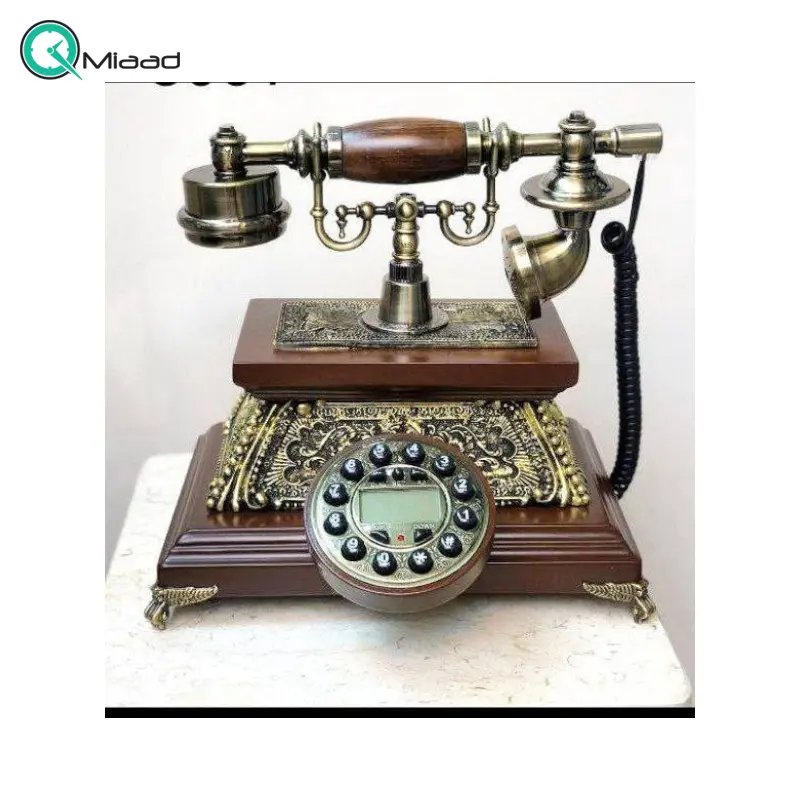 تلفن گرندفون Grand Phone مدل 1070، تلفن رومیزی کلاسیک با شماره گیر دکمه ای، متریال چوبی تلفن و همچنین دارای کالر آیدی تلفن رومیزی