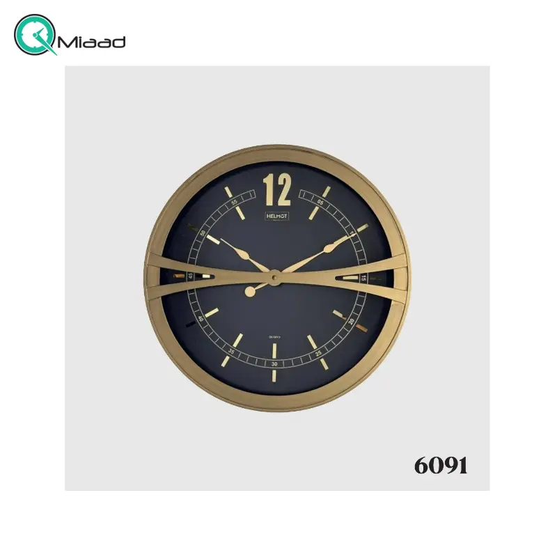 ساعت دیواری چوبی هلموت مدل 6091، ساعت دیواری خلاقانه و چوبی، ترکیب چوب و استیل، موتور ساخت تایوان، ساعت دیواری طرح ساده و در عین حال بی نظیر، سایز 60 سانت ساعت