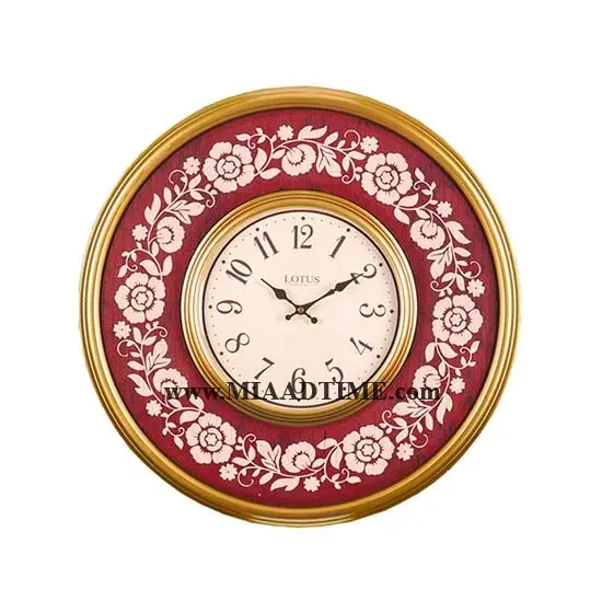 ساعت دیواری چوبی دو رینگ طرح فرانسوی لوتوس گرد مدل FR-663 ساعت دیواری