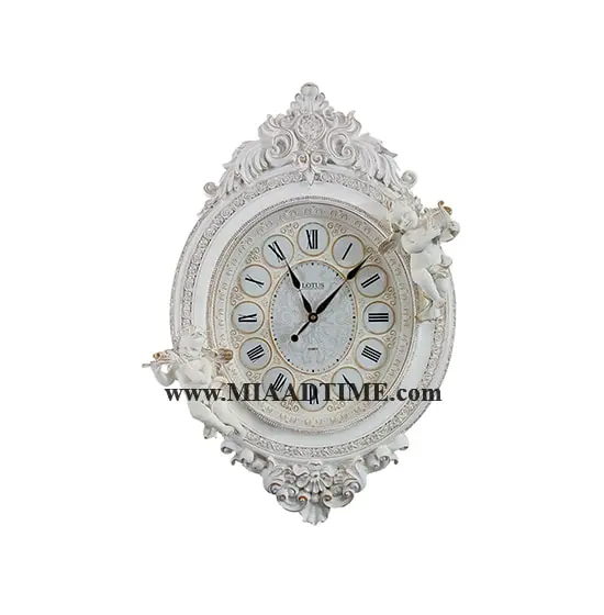 ساعت دیواری پلی رزین لوتوس رنگ پتینه وایت واش کد PH-700-WHITEWASH ساعت دیواری