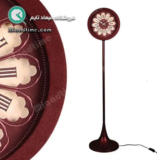 ساعت کنار سالنی فلزی آباژوری آلبالویی لوتوس LOTUS مدل FCLS-101 CHERRY ساعت ایستاده