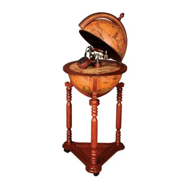 تلفن پایه دار چوبی میز کره لوتوس مدل 814 قهوه ای، تلفن پایه دار طرح کره با شماره گیر به صورت چرخشی تلفن سطنتی