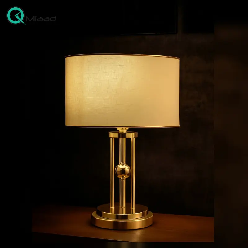 آباژور رومیزی مدل 253، آباژور ایستاده با پایه آهنی، متریال طلق و پارچه شید آباژور، دارای 1 سرپیچ ، آبکاری فورتیک بدنه و پایه آباژور، فوق العاده با کیفیت آباژور رومیزی