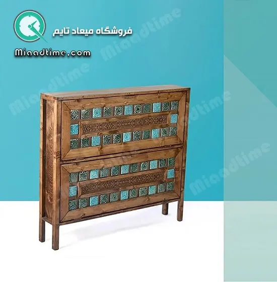 جاکفشی چوبی باریک فیروزه ای مدل JK20043 جاکفشی