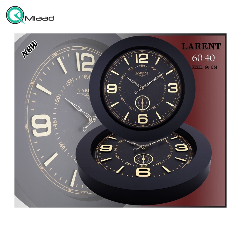 ساعت دیواری لارنت مدل 6040 سایز 60 رنگ مشکی