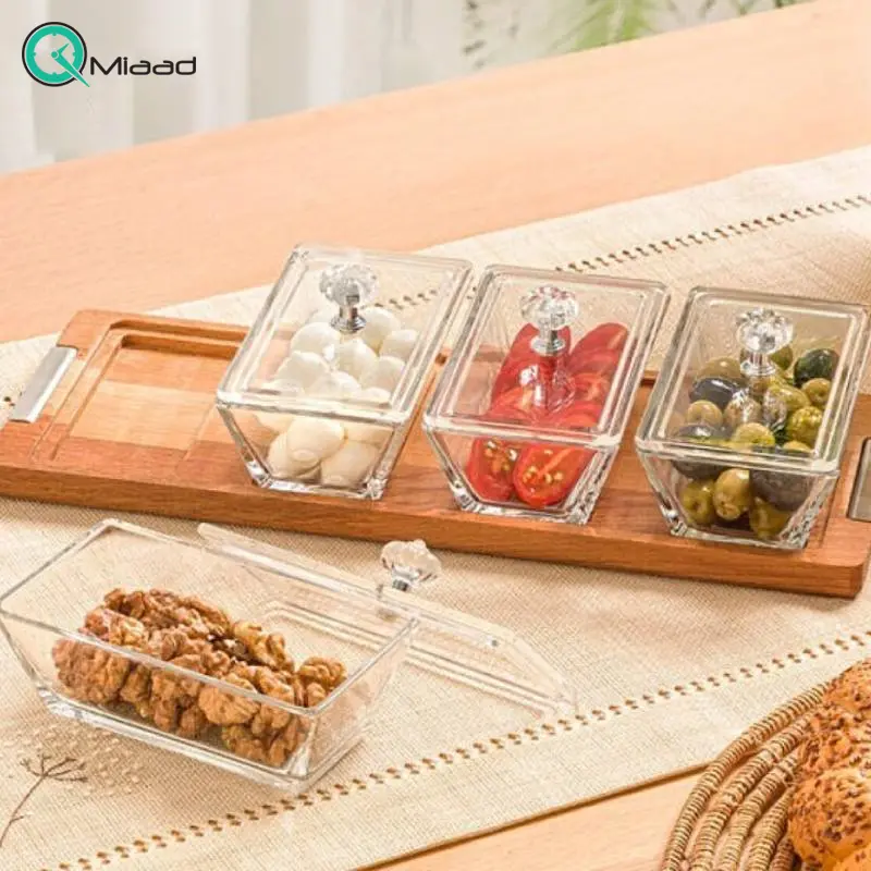 اردوخوری 4 عددی پایه چوبی برند لیمون مدل 224959، اردو خوری مستطیل 4 خانه پایه چوبی برای سرو شیک و منظم تنقلات و خوراکیهای متنوع در میز پذیرایی یا آشپزخانه ظروف پذیرایی