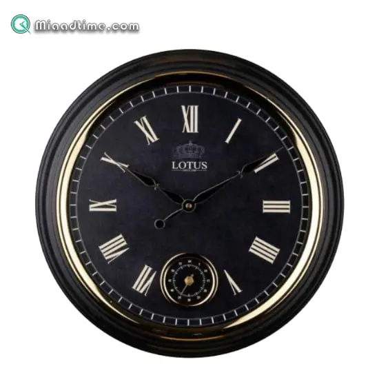 ساعت دیواری گرد فلزی لوتوس مشکی مدل GEORGEWEST-M3009-A ساعت دیواری مدرن و شیک