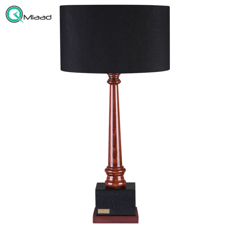 آباژور رومیزی لوتوس مدل 80808، چراغ خواب چوبی فلزی لاکچری و زیبا، رنگ ماتیلد قهوه ای آباژور
