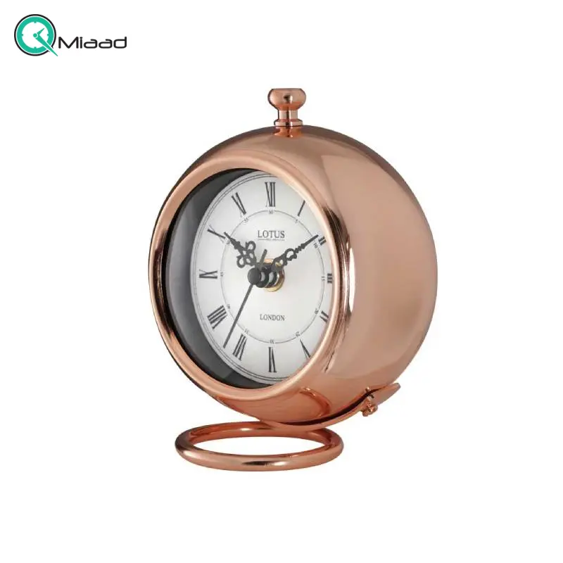 ساعت رومیزی فلزی لوتوس، ساعت رومیزی آبکاری شده با کیفیت عالی، مدل BS-600 رنگ رزگلد ساعت رومیزی