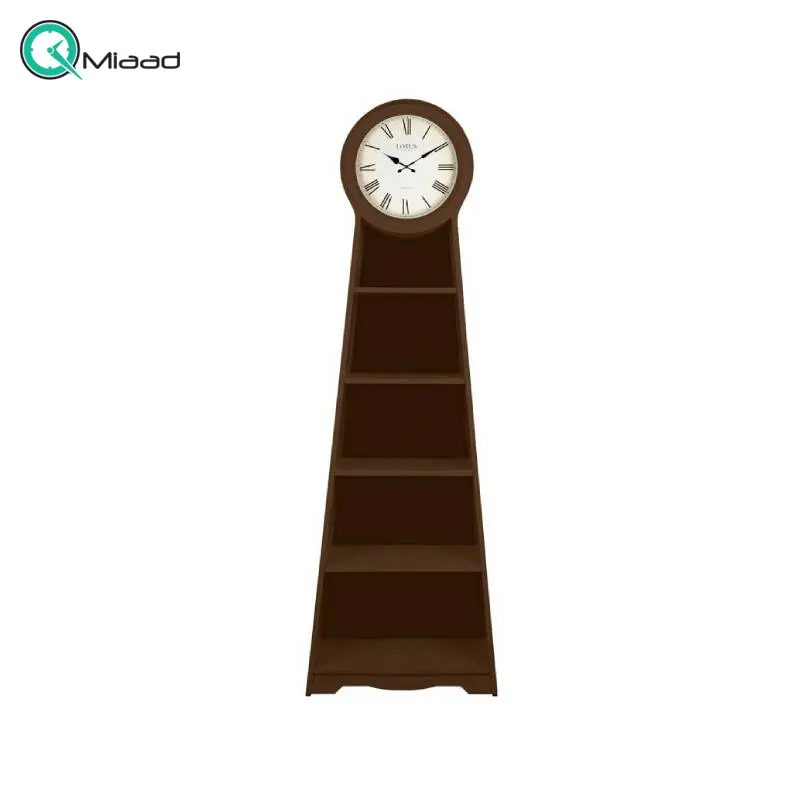 ساعت ایستاده ویترین دار لوتوس مدل 998، ساعت سالنی با طراحی ویترین دار و کتابخانه ای، ساعتی با متریال چوب مقاوم بدنه و طراحی نوین، رنگ قهوه ای ساعت ایستاده
