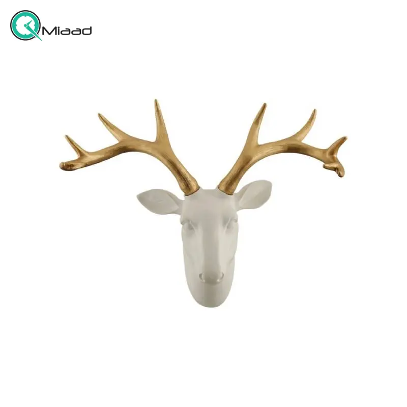 مجسمه دیواری گوزن کد PHDW-3004، مجسمه دست ساز از جنس پلی رزین لوتوس، دارای تنوع رنگبندی، رنگ سفید طلایی مجسمه