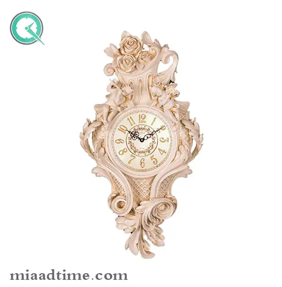 ساعت دیواری پلی رزین دست ساز لوتوس کرم مدل PH-704-CR ساعت دیواری مدرن و شیک