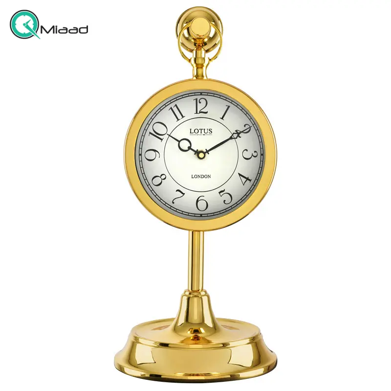 ساعت رومیزی فلزی لوتوس، ساعت رومیزی فلزی مدل WINOLA، آبکاری باکیفیت بدنه با رنگ طلایی، مدل TC-809 ساعت رومیزی