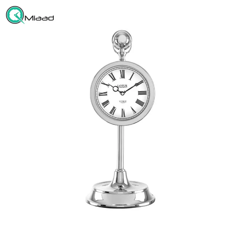 ساعت رومیزی فلزی لوتوس مدل TC-809، ساعت رومیزی فلزی مدل WINOLA، آبکاری باکیفیت بدنه با رنگ نقره ای ساعت رومیزی