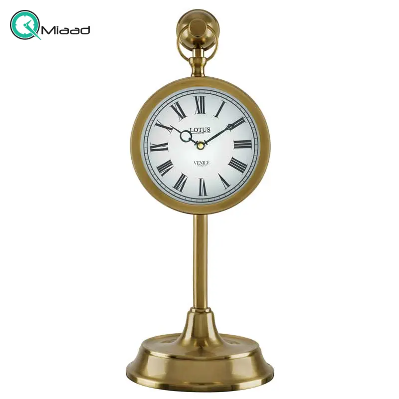 ساعت رومیزی فلزی لوتوس، ساعت رومیزی فلزی مدل WINOLA، آبکاری باکیفیت بدنه با رنگ آنتیک، مدل TC-809 ساعت رومیزی