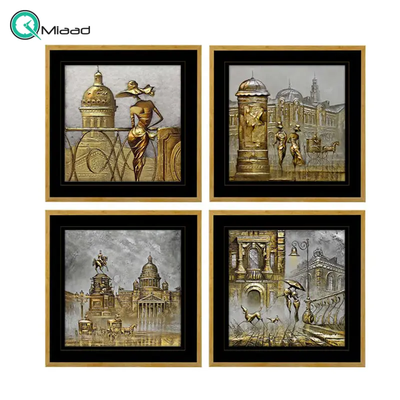 تابلو چوبی، تابلو چهار تکه لوتوس، ست کامل تابلو ورق طلا، به شدت زیبا و هنری، مدل GRACE، کد gw 99114 blg set تابلو