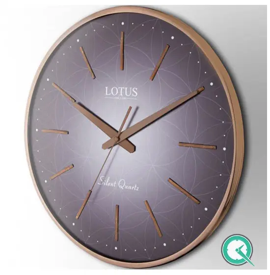 ساعت دیواری فلزی شیشه دار لوتوس رنگ رزگلد مدل LEO M-6617 ساعت دیواری