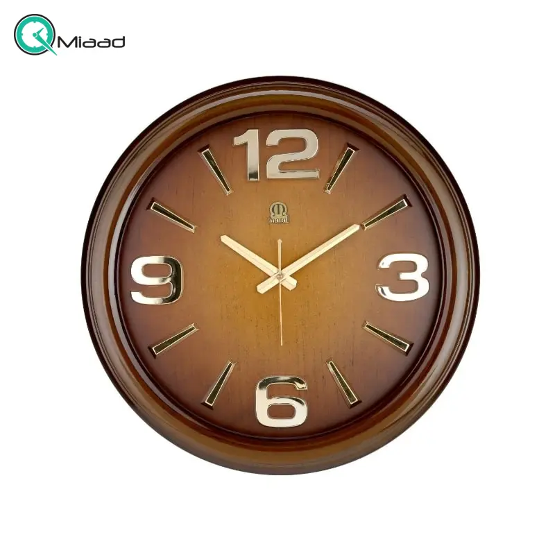 ساعت دیواری مارال، ساعت دیواری گرد کلاسیک سایز 52، موتور آرامگرد بی صدا درجه 1، موتور تایوانی، اعداد آبکاری طلایی و رنگ طرح چوب براق| کد 17 ساعت دیواری