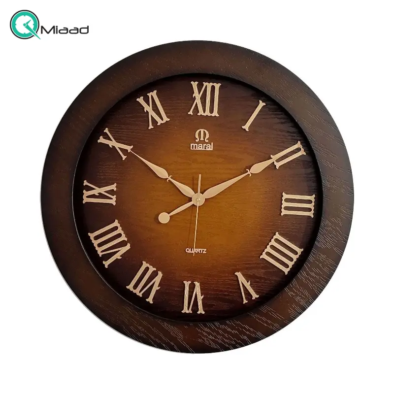 ساعت دیواری مارال مدل 706، ساعت دیواری با صفحه چوبی و متریال پلاستیک، موتور تایوانی با کیفیت و قیمت اقتصادی، رنگ قهوه ای ساعت دیواری