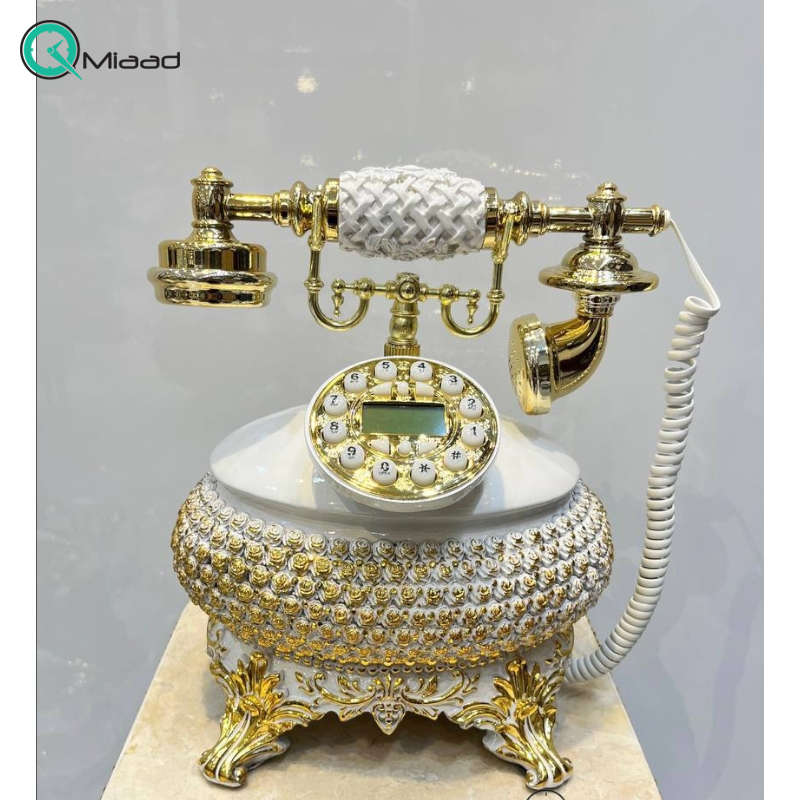 تلفن رومیزی سلطنتی میرون مدل 147 سفید طلایی
