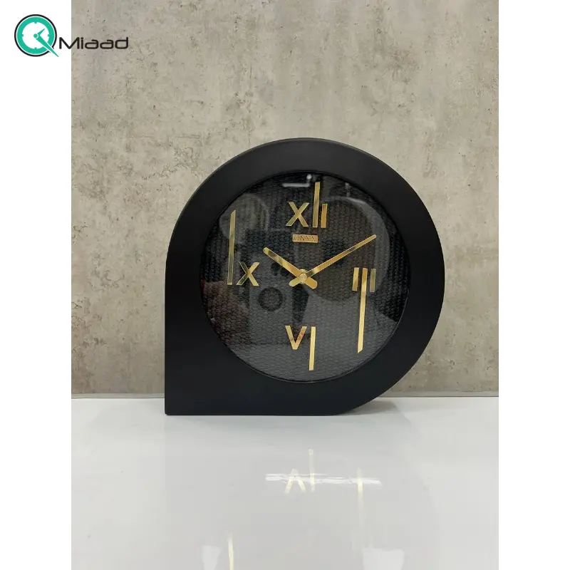 ساعت رومیزی اونیکس مدل BT 325، ساعت رومیزی چوبی متفاوت با متریال صفحه فوم، طرح چرم و اعداد مولتی، صفحه مشکی ساعت رومیزی