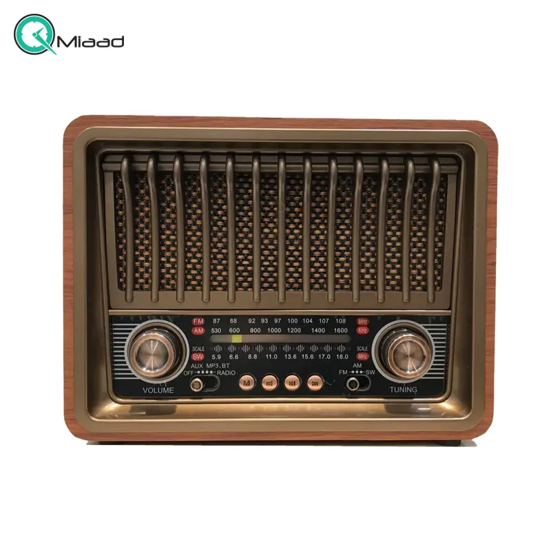 رادیو کلاسیک، رادیو نوستالژی قابلیت گیرندگی 3 موج رادیو FM,AM و SW3 ، پخش موسیقی و فایلهای MP3، اتصال از طریق بلوتوث، اتصال فلش مموری USB، قابلیت اتصال AUX، رنگ تیره | مدل P20 رادیو شارژی