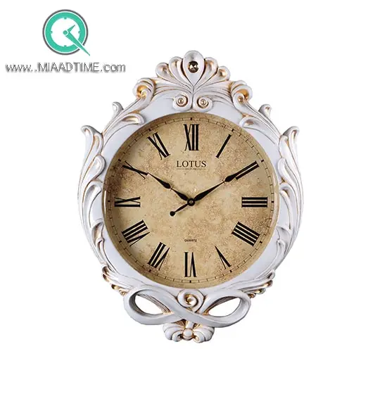 ساعت دیواری لوتوس پلی رزین رنگ کرم مدل PH-703-CR ساعت دیواری