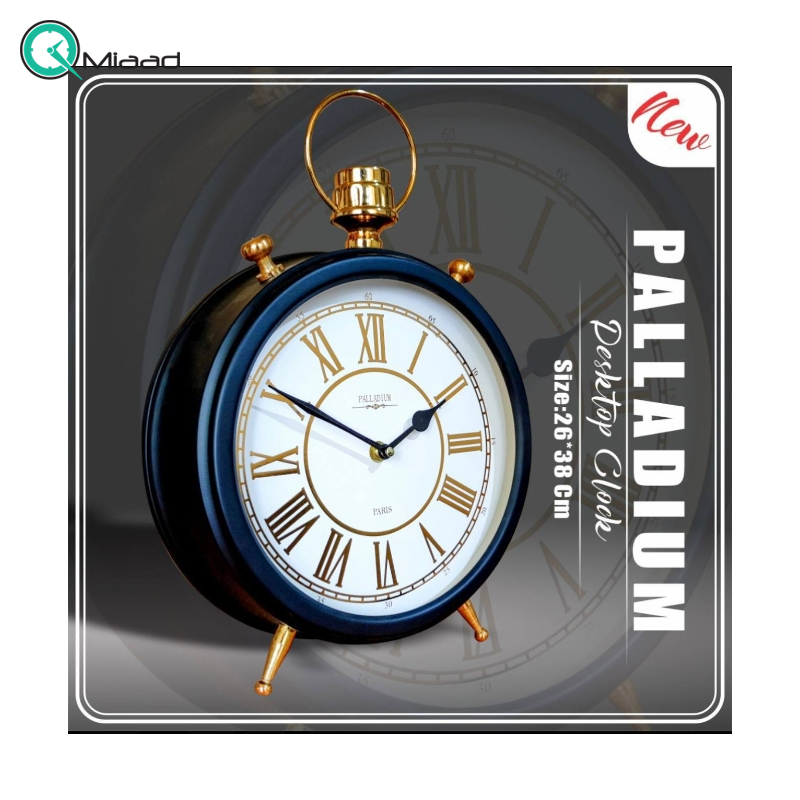 ساعت رومیزی فلزی پالادیوم مدل 101 رنگ مشکی سفید
