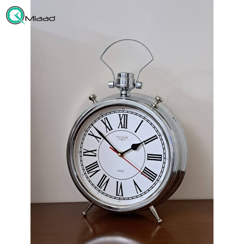 ساعت رومیزی فلزی پالادیوم مدل 101 رنگ نقره ای سفید