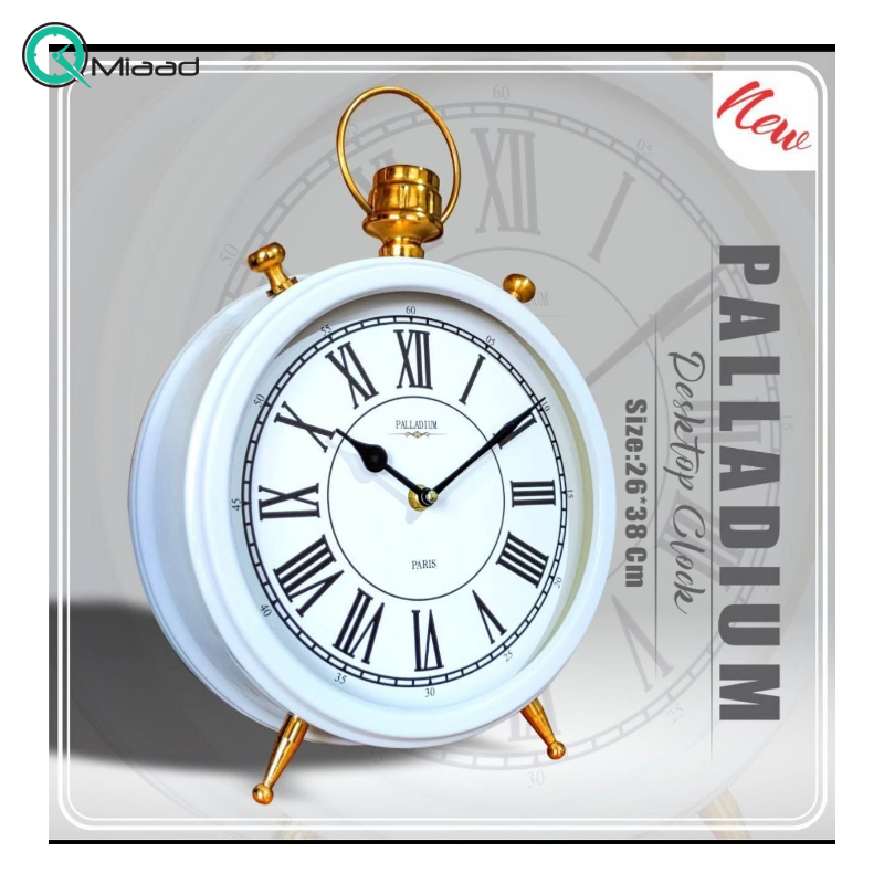 ساعت رومیزی فلزی پالادیوم مدل 101 رنگ سفید