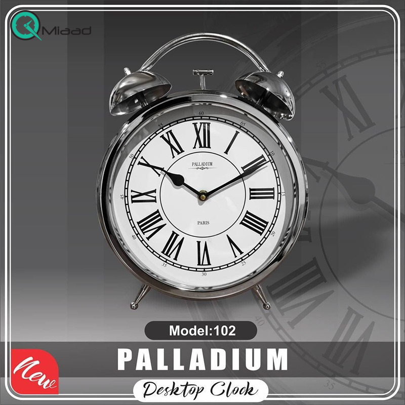 ساعت رومیزی فلزی پالادیوم مدل 102 رنگ نقره ای سفید