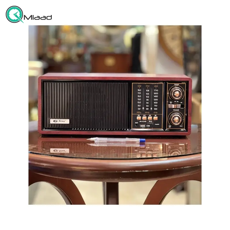 رادیو شارژی کلاسیک مدل 013، رادیو سنتی طرح چوب، دارای قابلیت های اتصال USB و فلش، رادیو، کارت حافظه و اتصال به بلوتوث رادیو شارژی