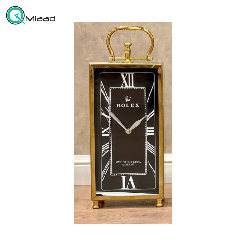 ساعت رومیزی مستطیلی عمودی مینی رولکس رنگ طلایی مشکی