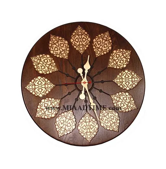 ساعت دیواری چوبی گرد مدل عباسی طلایی کد SA 03002 ساعت دیواری لوکس با قیمت