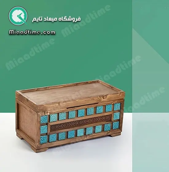 صندوق چوبی سایز 75 فیروزه ای مدل SD20018 صندوق چوبی