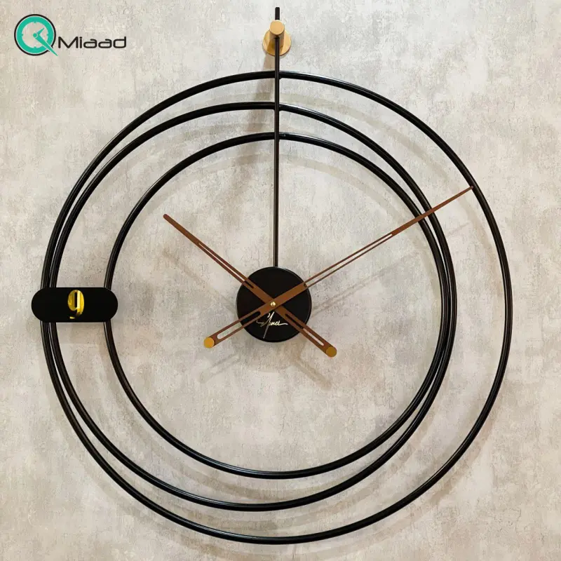 ساعت دیواری مدرن SF_120، ساعت دیواری حلقه با متریال استیل، موتور روانگرد و بی صدا، استیل رنگ ثابت، دو سال ضمانت ساعت دیواری