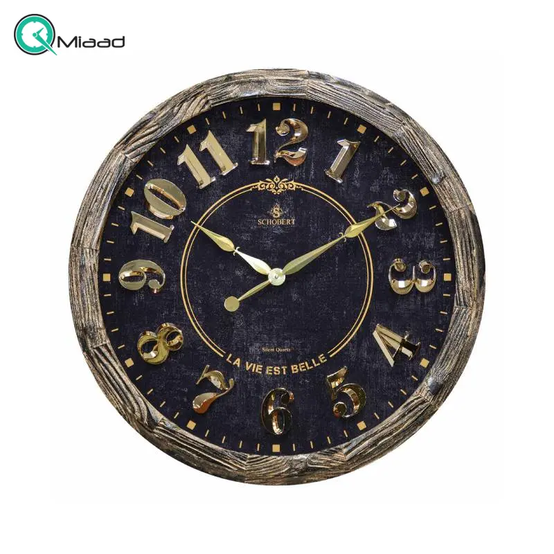 ساعت دیواری شوبرت مدل 1710، ساعت دیواری بی نظیر و بسیار خاص با فریم و صفحه چوبی، سایز 70، دارای اعداد برجسته، مجهز به موتور آرام گرد تایوان Young Town (خورشیدی) ساعت دیواری
