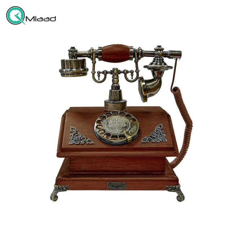 تلفن رومیزی چوبی شوبرت مدل 4451، تلفن بینظیر با شماره گیر چرخشی، تلفن سنتی و خاص و نوستالژی، وسیله کلیدی برای تزیین دکور منزل تلفن چوبی سلطنتی
