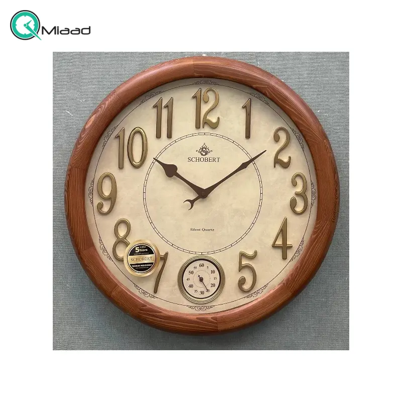 ساعت دیواری چوبی شوبرت مدل 5199LNS، ساعت دیواری دوموتوره گرد چوبی شوبرت، دارای اعداد لاتین خوانا ساعت دیواری مدرن و شیک