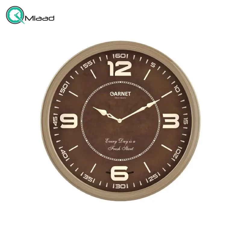 ساعت دیواری شوبرت مدل 5224 گارنت، ساعت دیواری شکیل و بسیار خاص با صفحه قهوه ای و اعداد برجسته، سایز 60 با اعداد و عقربه های طلایی آبکاری شده، عدد 6 پاندولی، فونت لاتین، رنگ بژ ساعت دیواری
