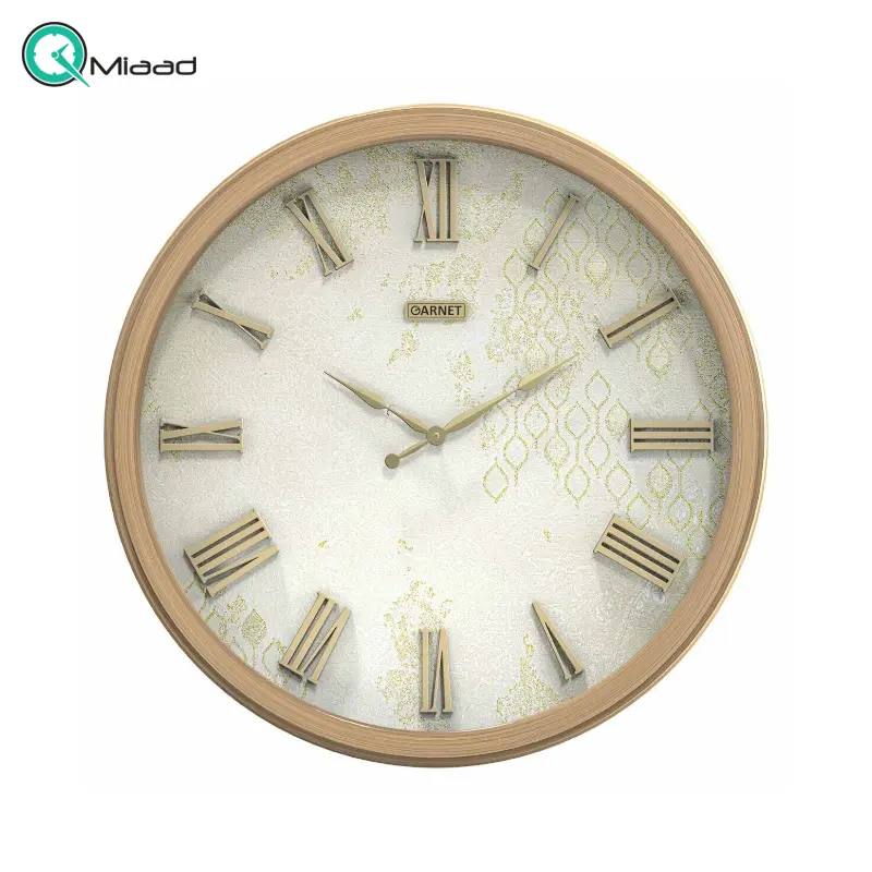 ساعت دیواری شوبرت مدل 5249 گارنت، ساعت دیواری با قاب پلاستیک، سایز 60، فونت لاتین، موتور آرامگرد، اعداد و جزئیات برجسته ساعت دیواری