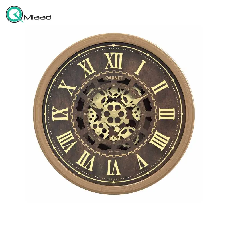 ساعت دیواری شوبرت مدل 5259 گارنت، ساعت دیواری چرخ دنده دار بسیار خاص با صفحه قهوه ای و اعداد چاپی روی شیشه، سایز 60 فونت رومی، رنگ بژ ساعت دیواری